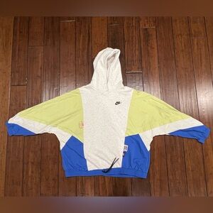 Nike Hoodie Womens  Green Blue Gray Icon Clash Pullover Jacket Vintage Retro XL